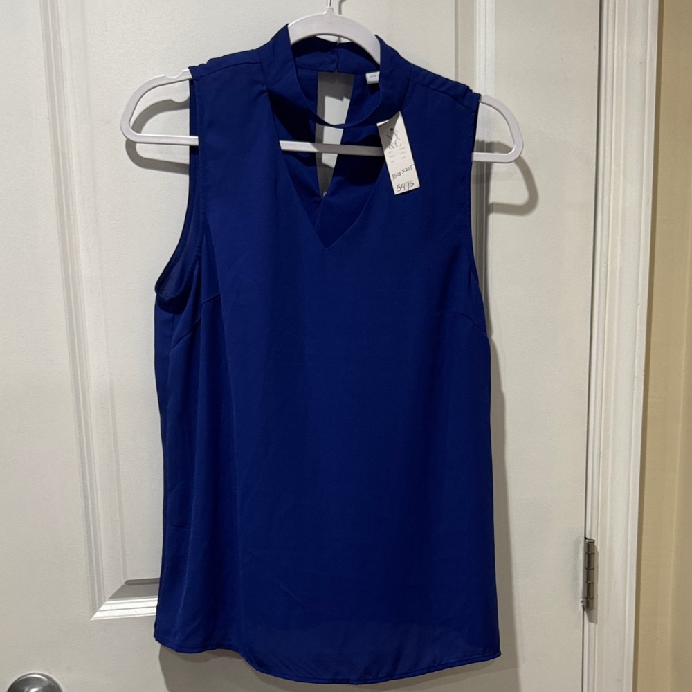 New York & Company Royal Blue Sleeveless Blouse
